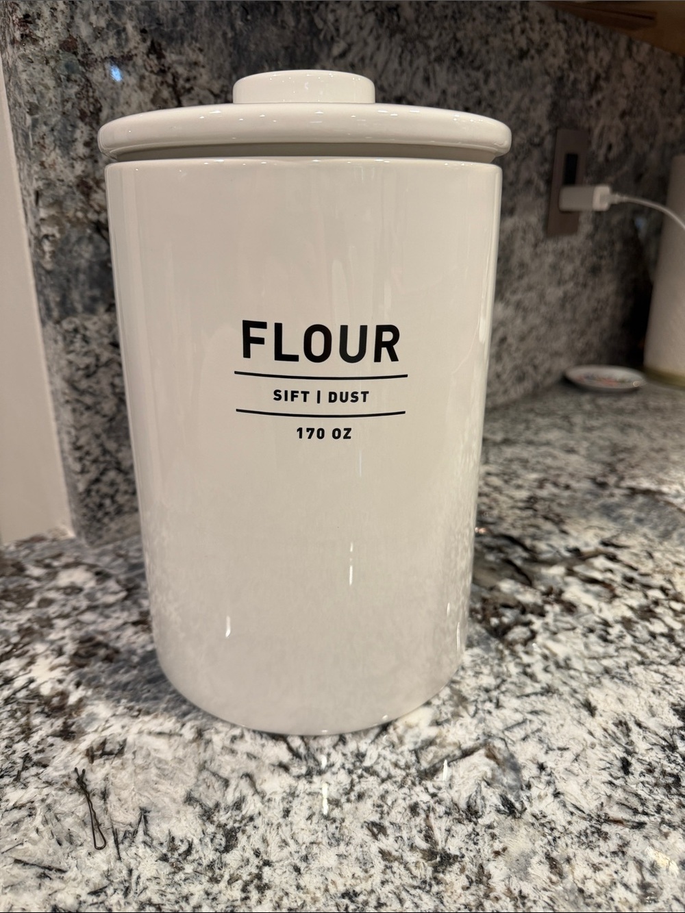 West elm White Flour Canister with Lid - 170 oz Storage